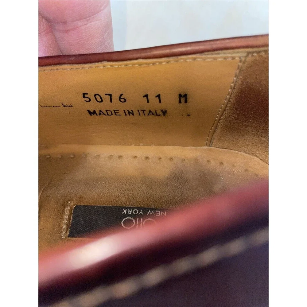 Folio New York Italy Dress Loafers Mens Size 11 M Brown Leather  Slip On Tassels